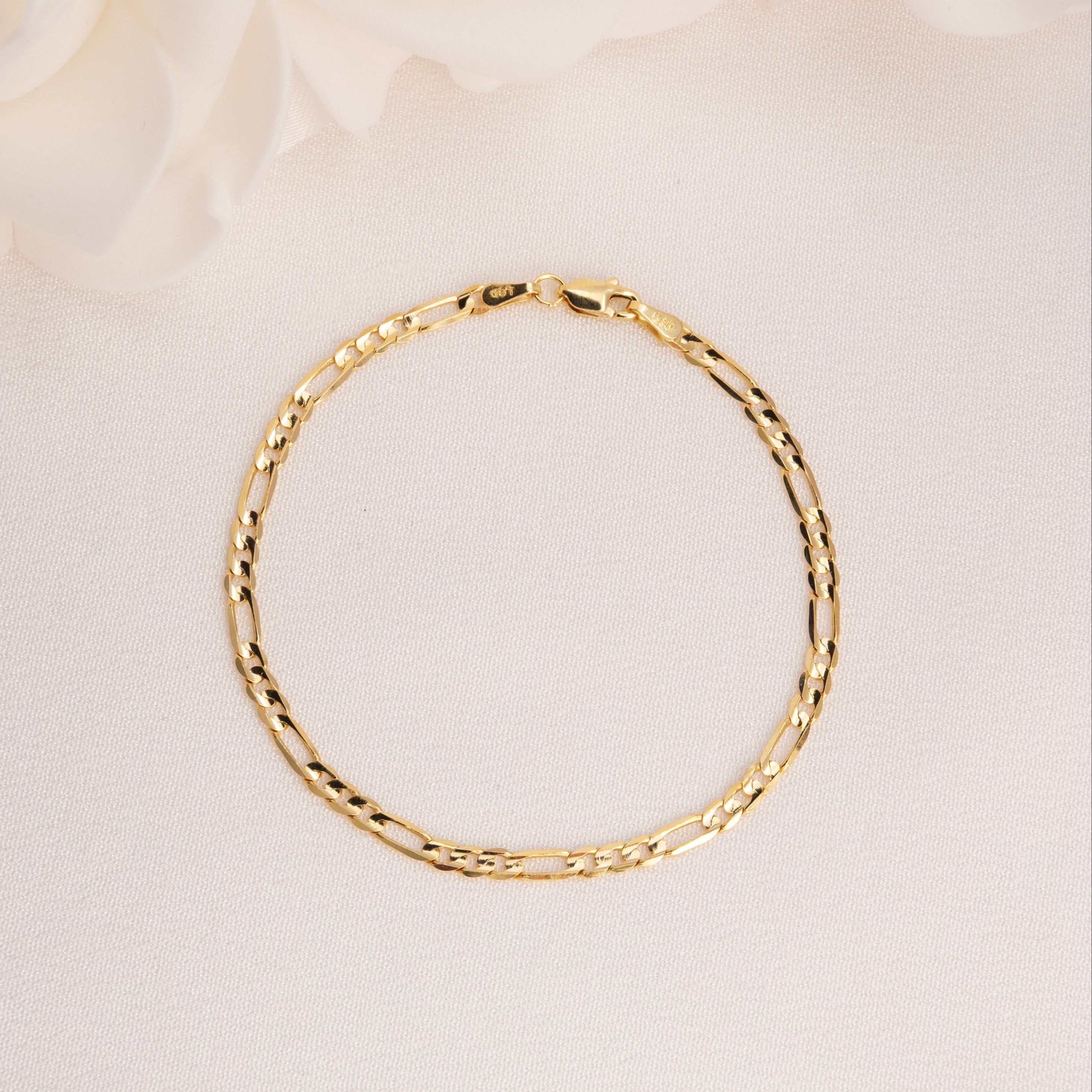 14K Classic Figaro Bracelet - 3mm