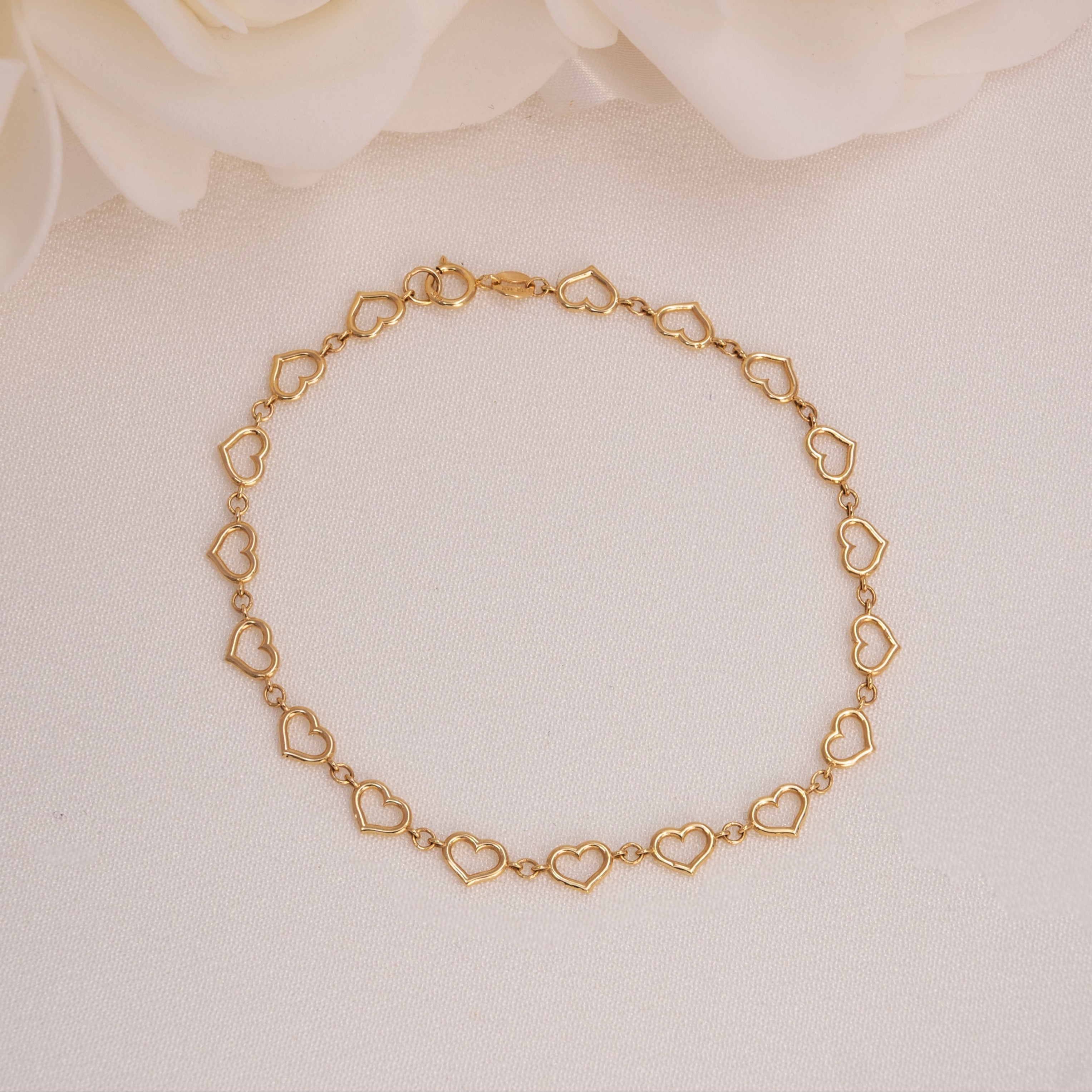 14K Gold Hearts Bracelet –  7.25"