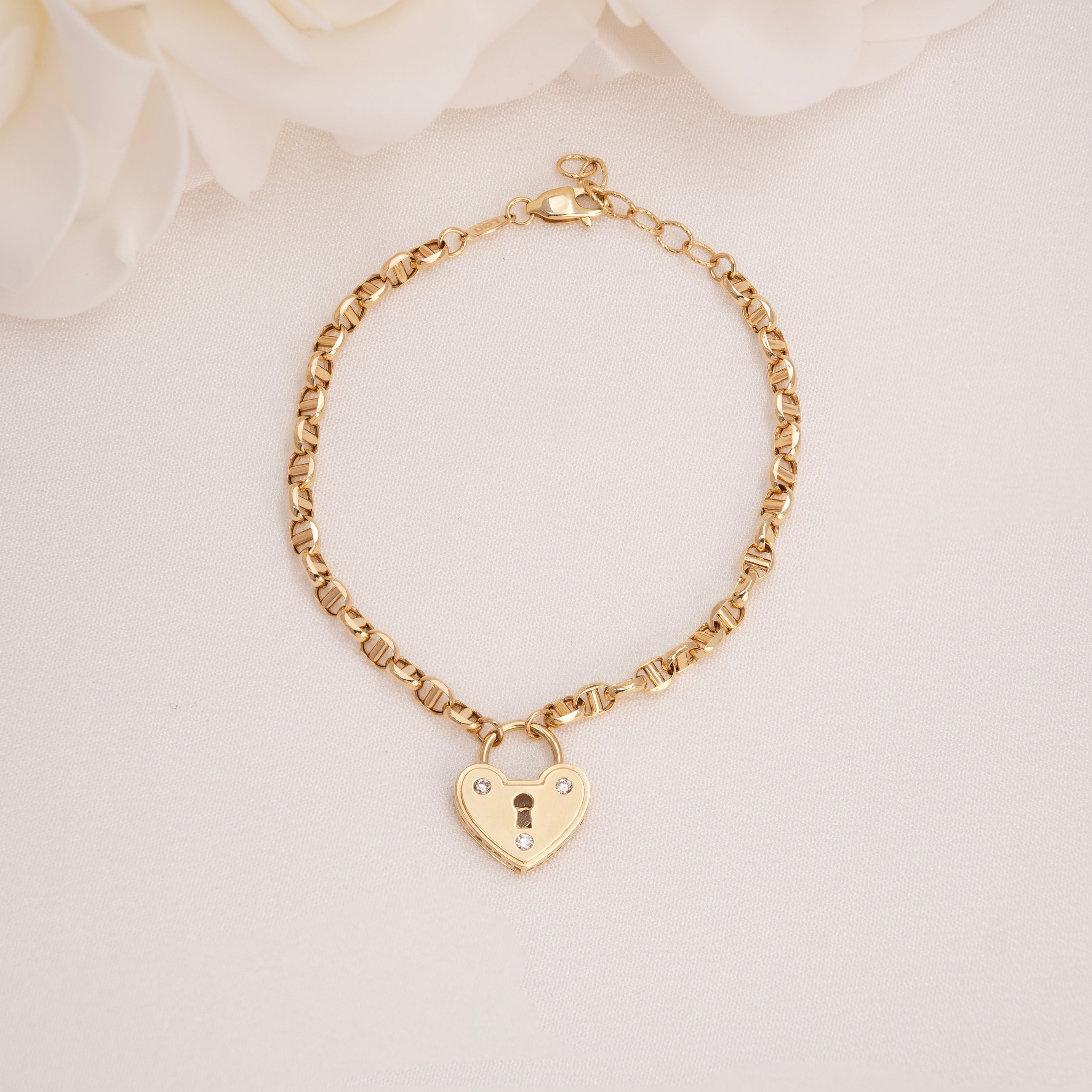 14k Heart Locket Bracelet - 7+1 inches