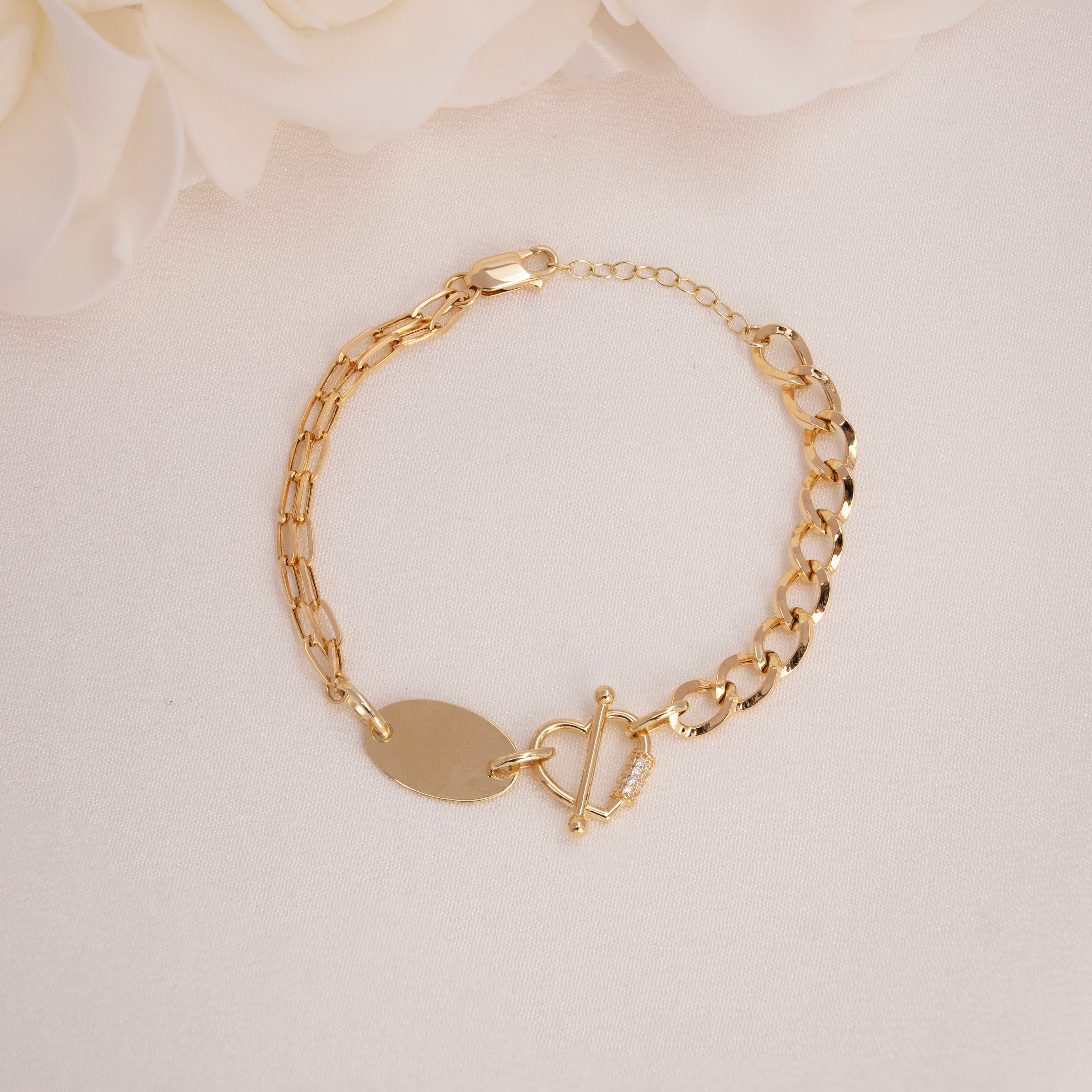 14K Curb & Paperclip Bracelet