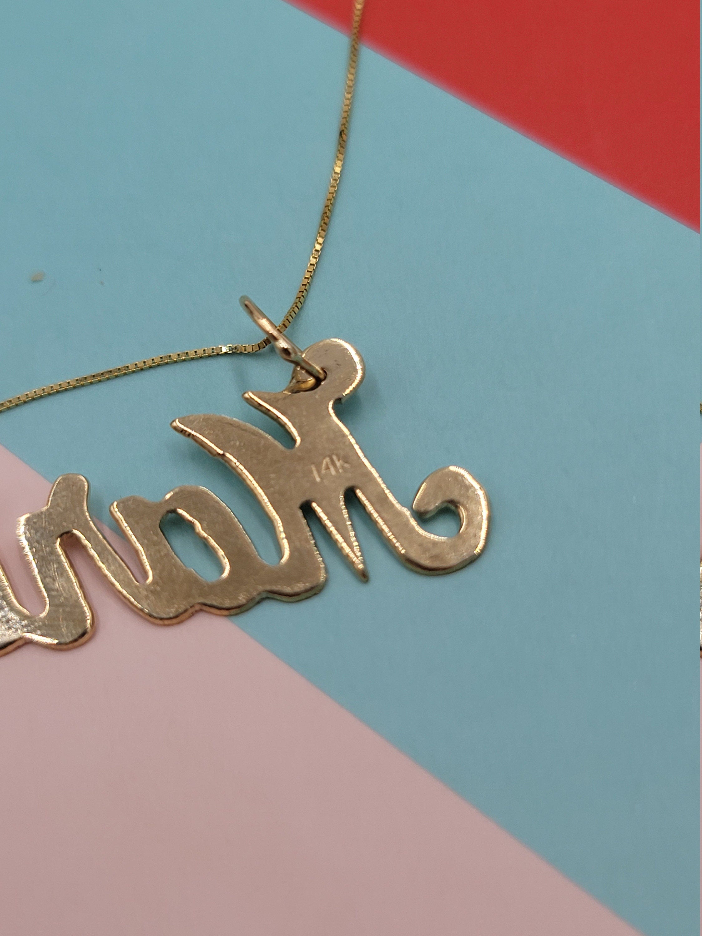 Handmade solid gold custom name plate necklace