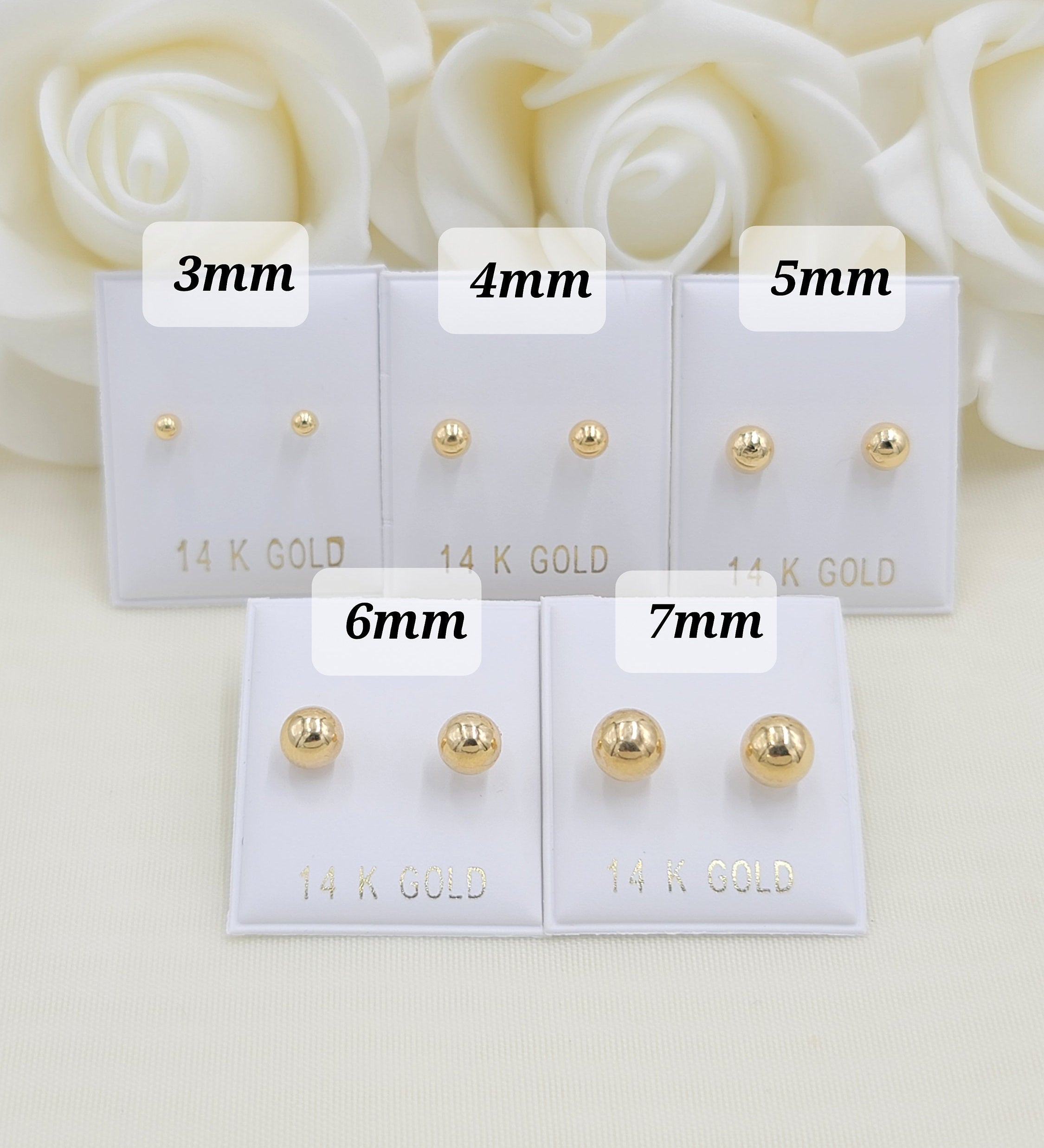 Dainty 14k gold ball stud earrings - Sizes 3mm, 4mm, 5mm, 6mm, 7mm - beautiful minimalist jewelry - just the perfect gift