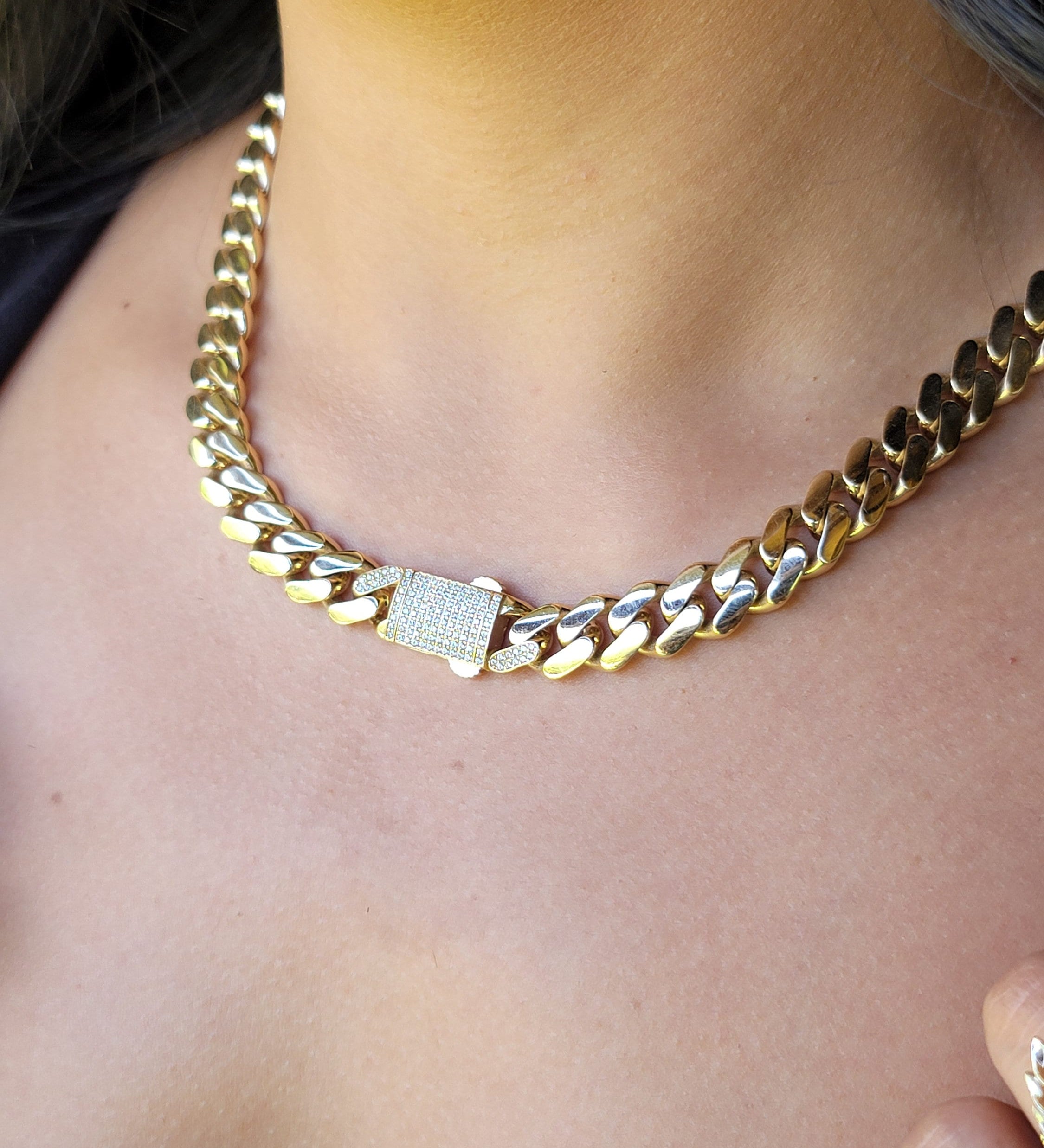 Real 14k Gold Monaco Chain - 18 Inches - 11mm - Hollow