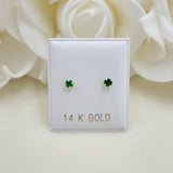 14KT Gold 3mm CZ Stud Earrings - Screwback - For Women, Girls and Babies