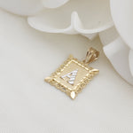 Solid 14k Gold Initial Pendant - Square Pendant - A-Z Charms - Perfect Gift - Diamond Cut