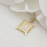 Solid 14k Gold Initial Pendant - Square Pendant - A-Z Charms - Perfect Gift - Diamond Cut
