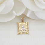 Solid 14k Gold Initial Pendant - Square Pendant - A-Z Charms - Perfect Gift - Diamond Cut