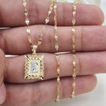 Solid 14k Gold Initial Pendant - Square Pendant - A-Z Charms - Perfect Gift - Diamond Cut