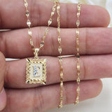 Solid 14k Gold Initial Pendant - Square Pendant - A-Z Charms - Perfect Gift - Diamond Cut