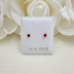 14KT Gold 3mm CZ Stud Earrings - Screwback - For Women, Girls and Babies