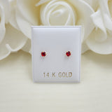 14KT Gold 3mm CZ Stud Earrings - Screwback - For Women, Girls and Babies