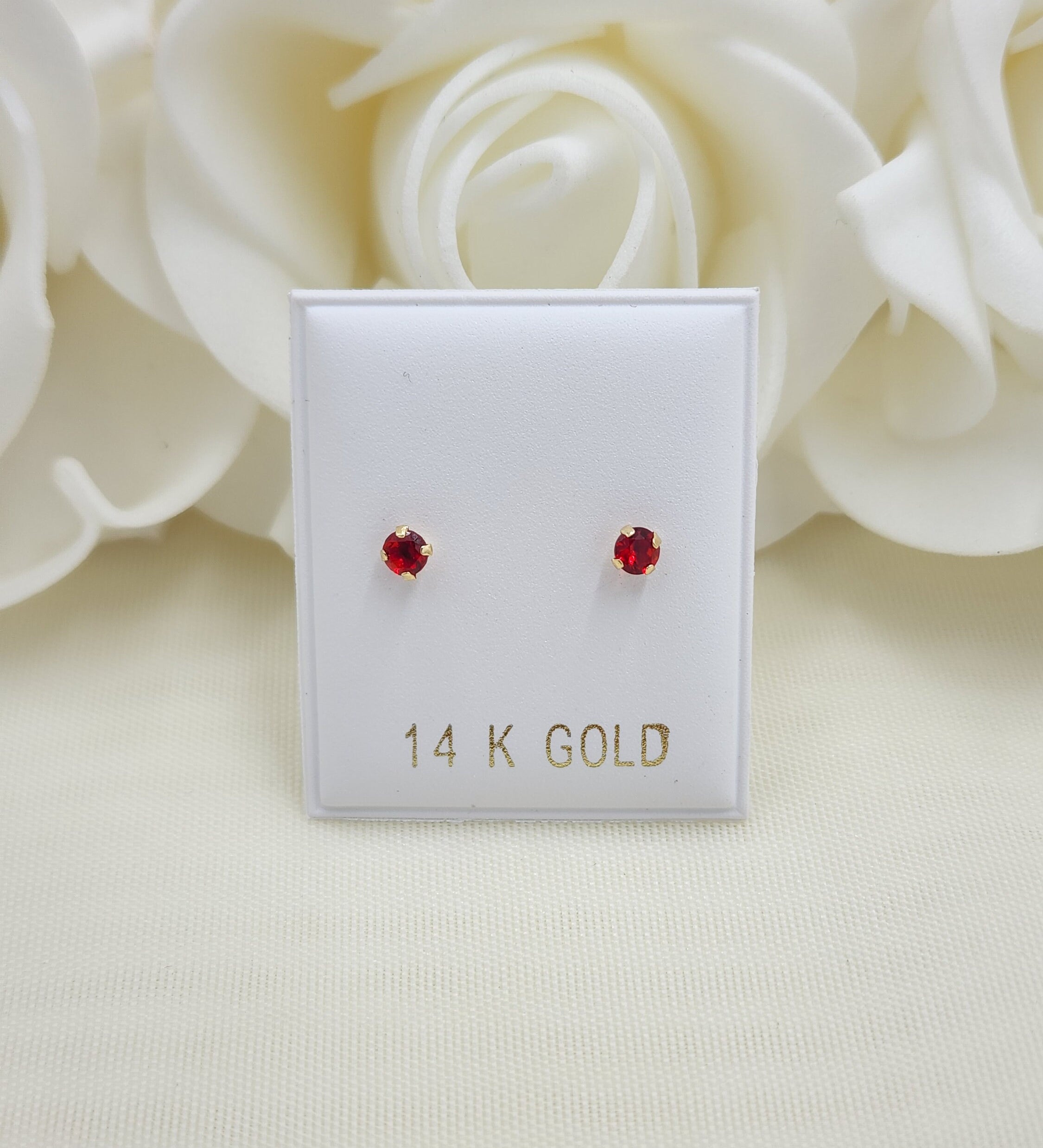 14KT Gold 3mm CZ Stud Earrings - Screwback - For Women, Girls and Babies