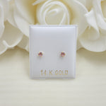 14KT Gold 3mm CZ Stud Earrings - Screwback - For Women, Girls and Babies
