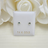14KT Gold 3mm CZ Stud Earrings - Screwback - For Women, Girls and Babies