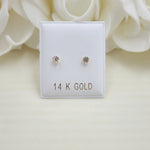 14KT Gold 3mm CZ Stud Earrings - Screwback - For Women, Girls and Babies