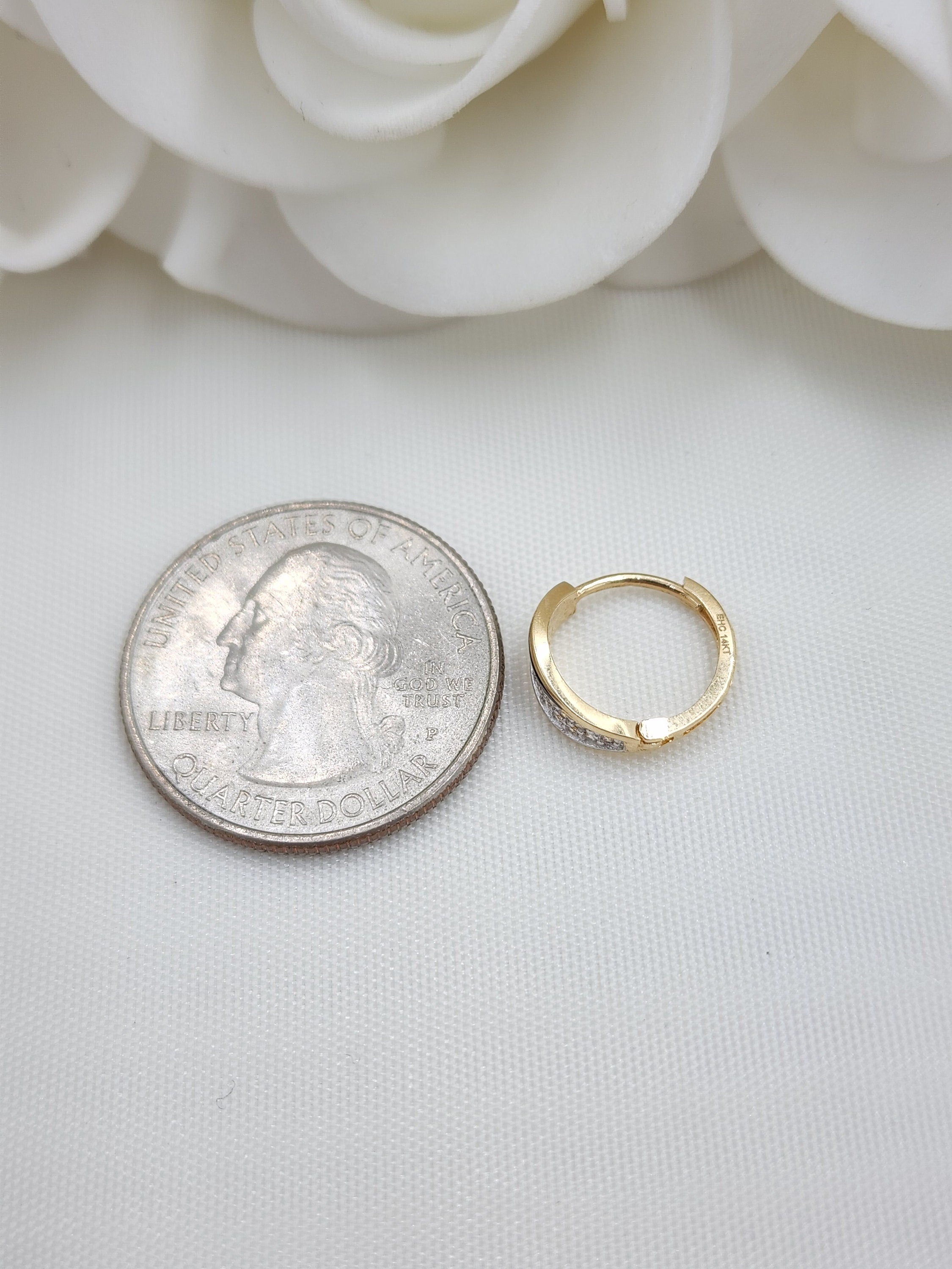 14k Onyx and CZ Huggies Earrings