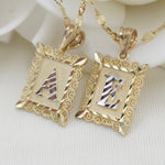 Solid 14k Gold Initial Pendant - Square Pendant - A-Z Charms - Perfect Gift - Diamond Cut