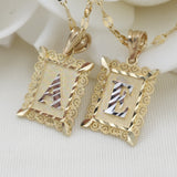 Solid 14k Gold Initial Pendant - Square Pendant - A-Z Charms - Perfect Gift - Diamond Cut