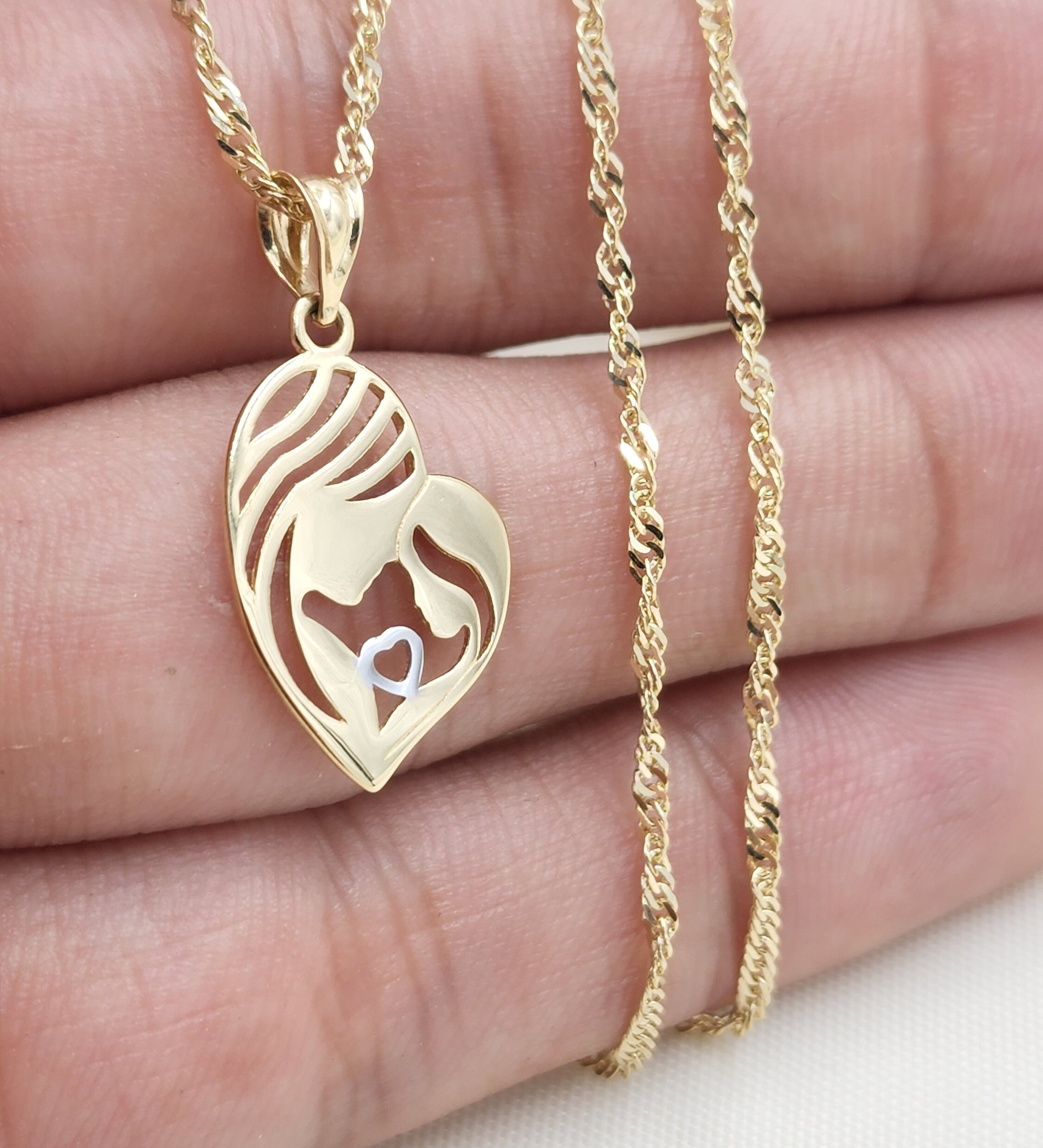 Solid 14k Mother and Baby Pendant - Perfect Gift - Unique and Adorable - Fine Jewelry
