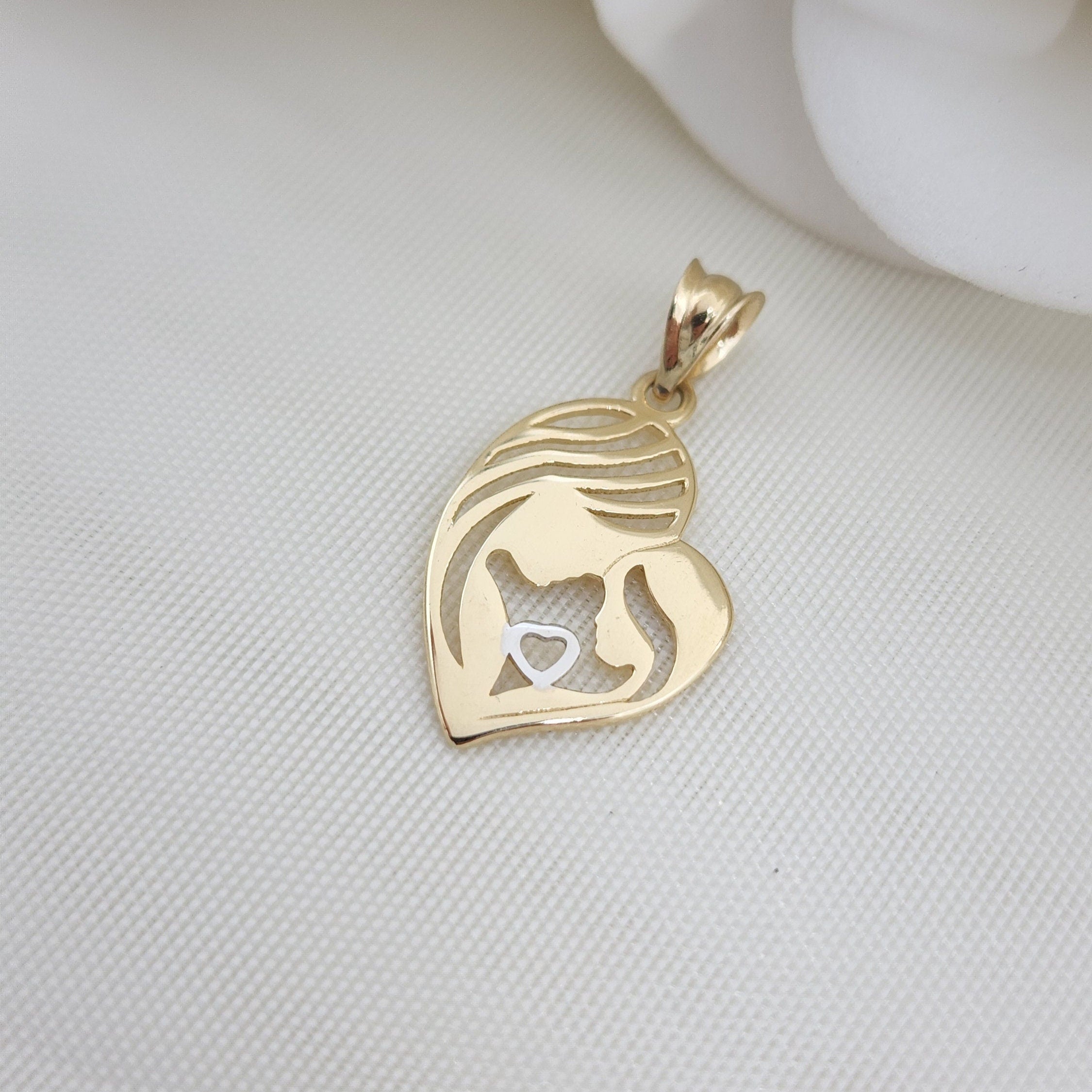 Solid 14k Mother and Baby Pendant - Perfect Gift - Unique and Adorable - Fine Jewelry