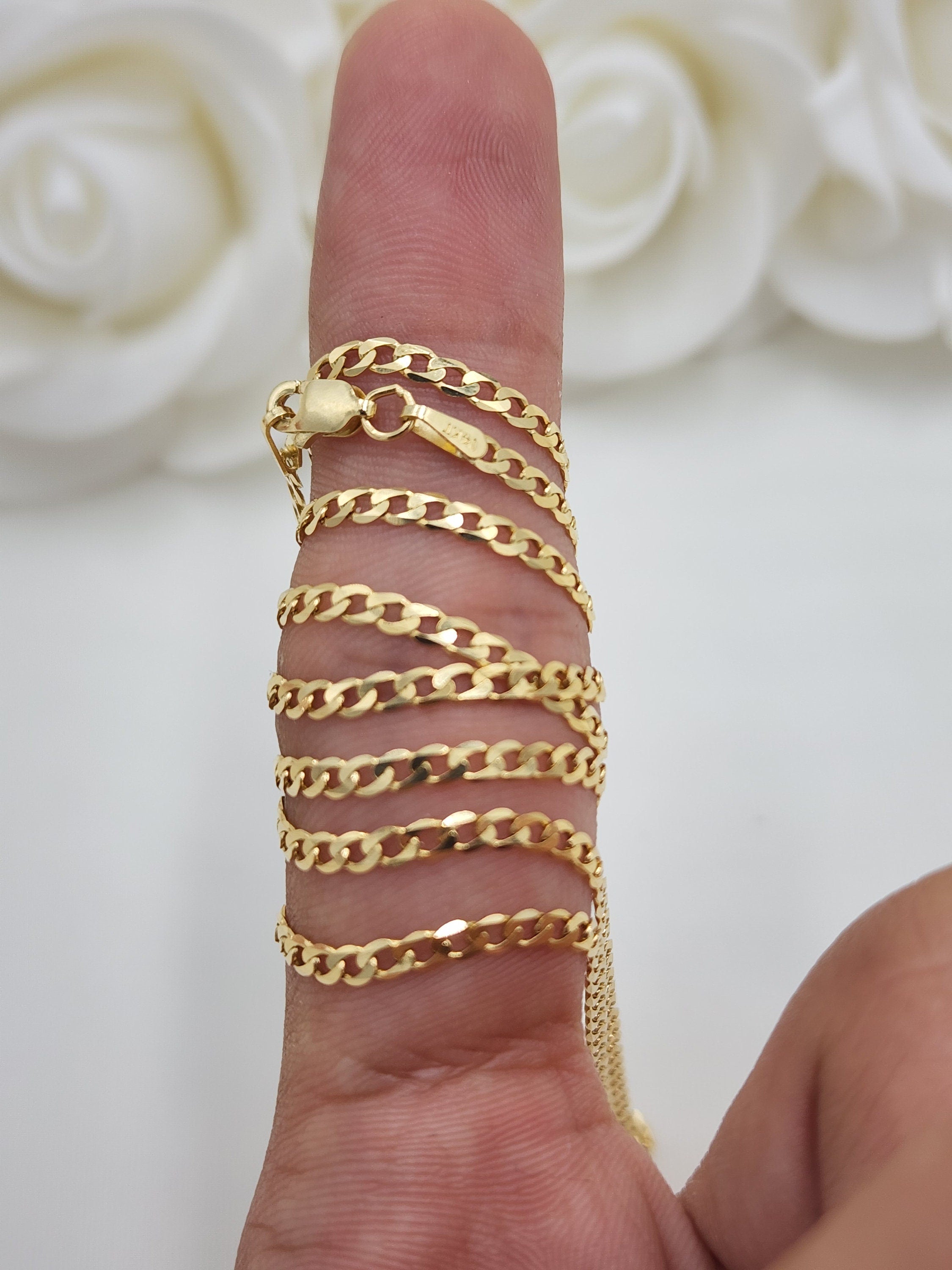 Solid 14k Gold 2.2mm Cuban Chains - 2.2mm - 16", 18", 20", 22", 24" - For Her - For Him - For kids