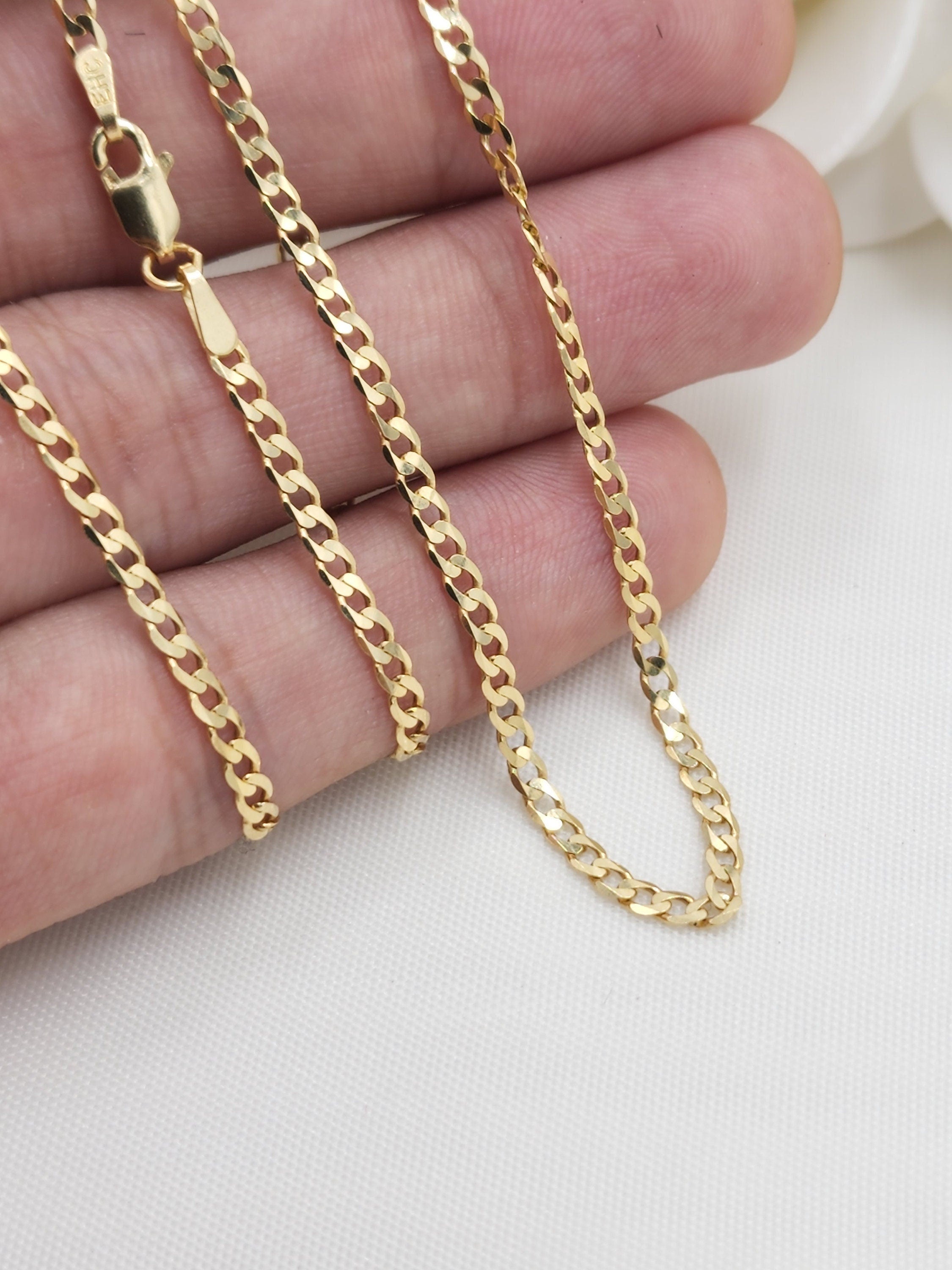 Solid 14k Gold 2.2mm Cuban Chains - 2.2mm - 16", 18", 20", 22", 24" - For Her - For Him - For kids