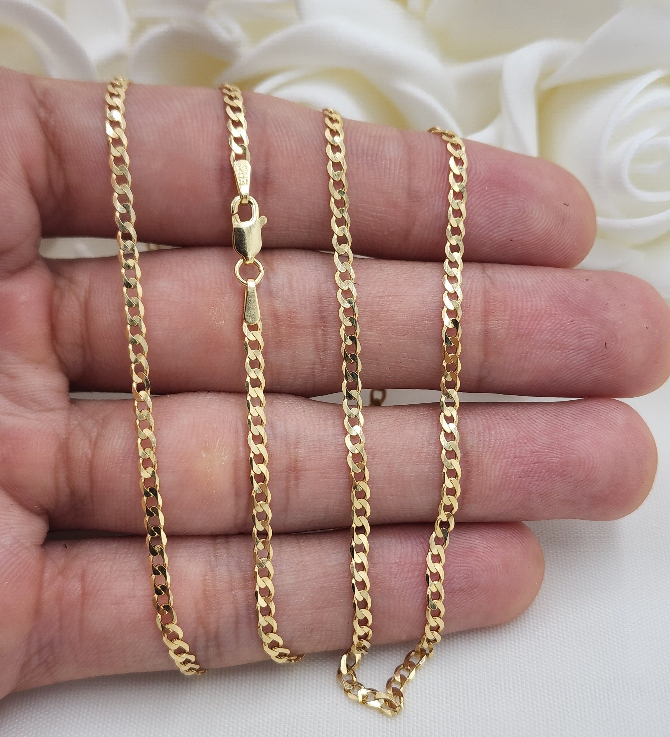 Solid 14k Gold 2.2mm Cuban Chains - 2.2mm - 16", 18", 20", 22", 24" - For Her - For Him - For kids