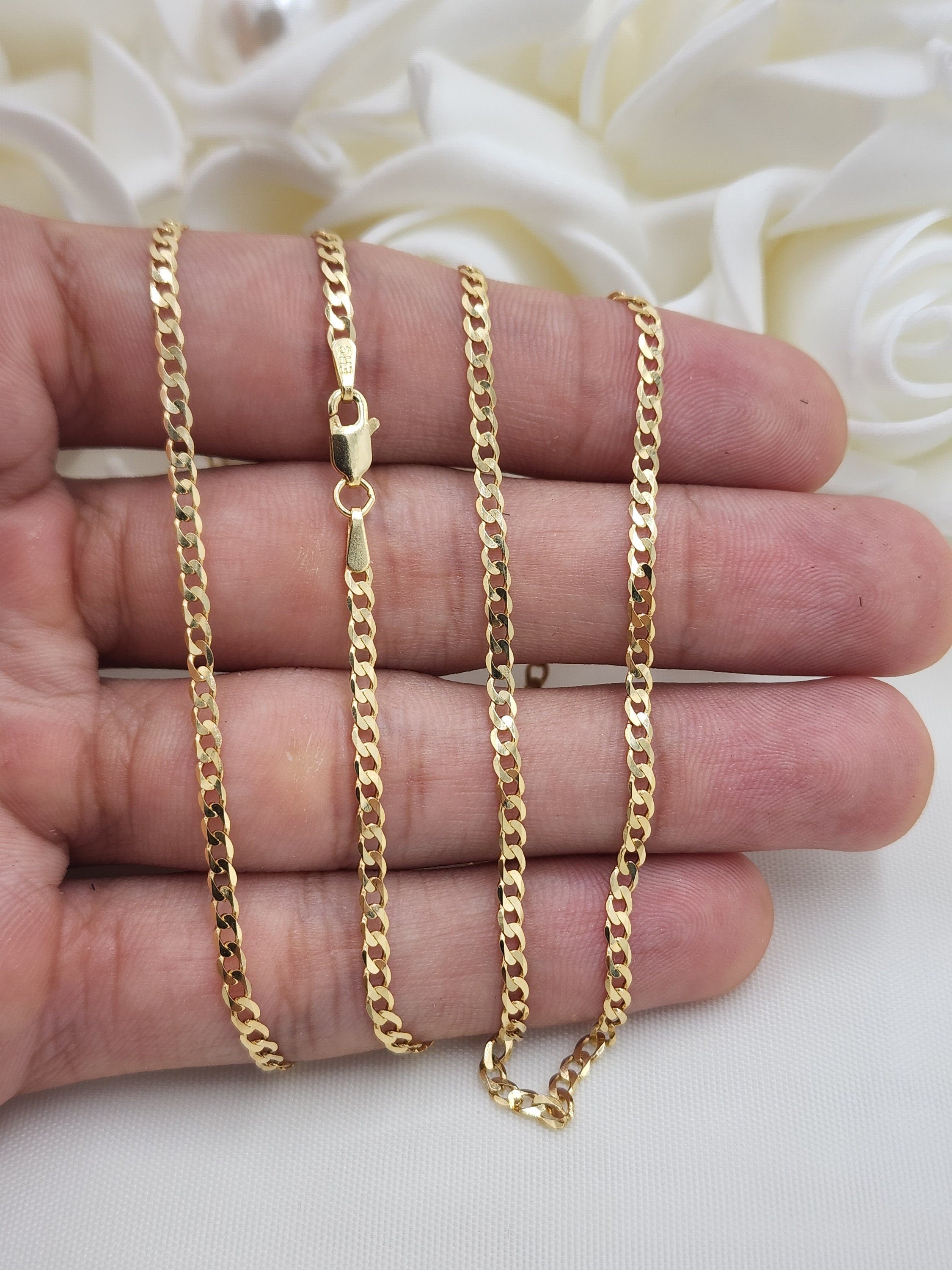 Solid 14k Gold 2.2mm Cuban Chains - 2.2mm - 16", 18", 20", 22", 24" - For Her - For Him - For kids