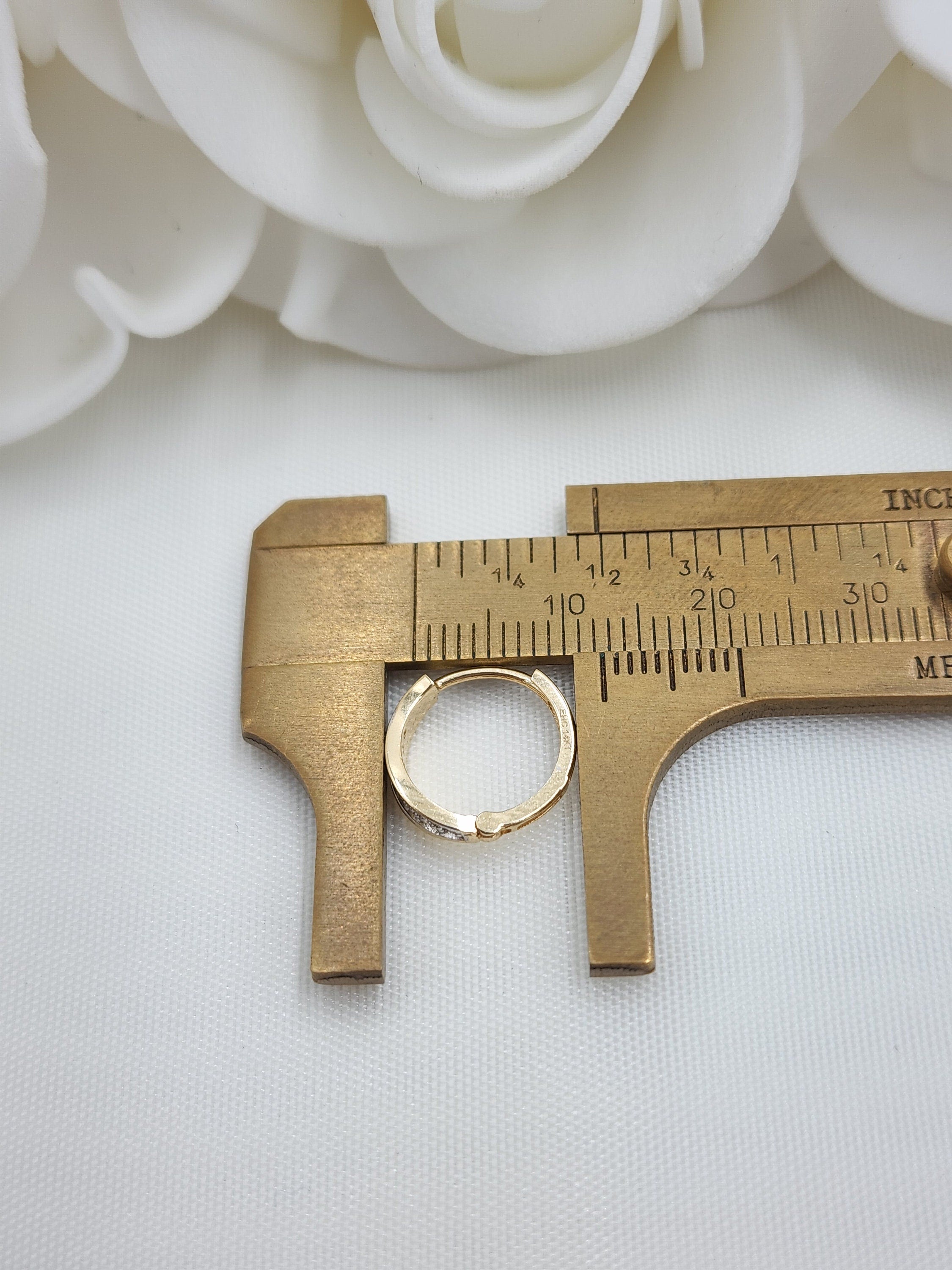14k Onyx and CZ Huggies Earrings