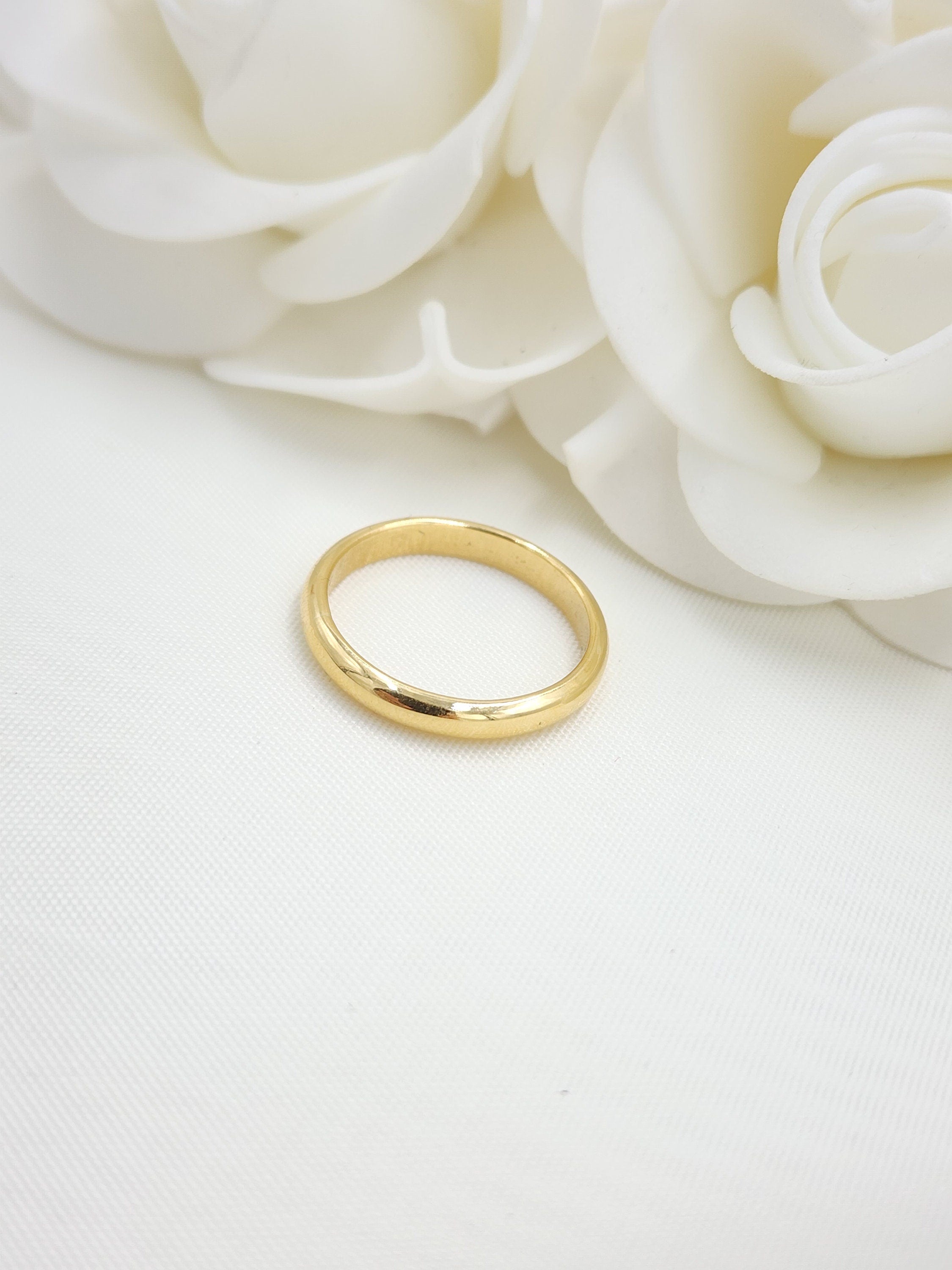 Solid Gold Wedding Bands - Polished Curved Bands for Her and For Him - Anniversary Gift - 14k, 18k.