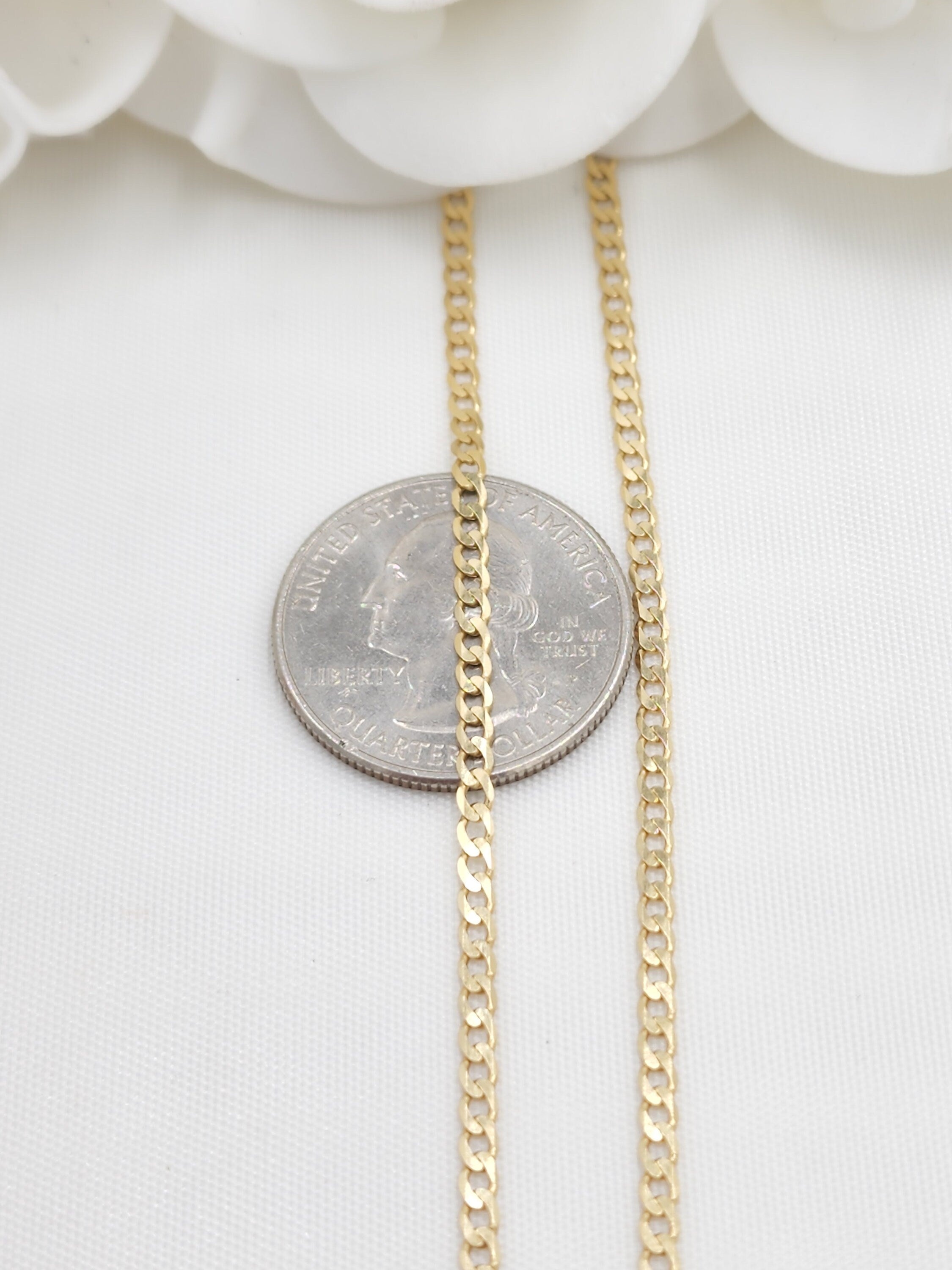 Solid 14k Gold 2.2mm Cuban Chains - 2.2mm - 16", 18", 20", 22", 24" - For Her - For Him - For kids