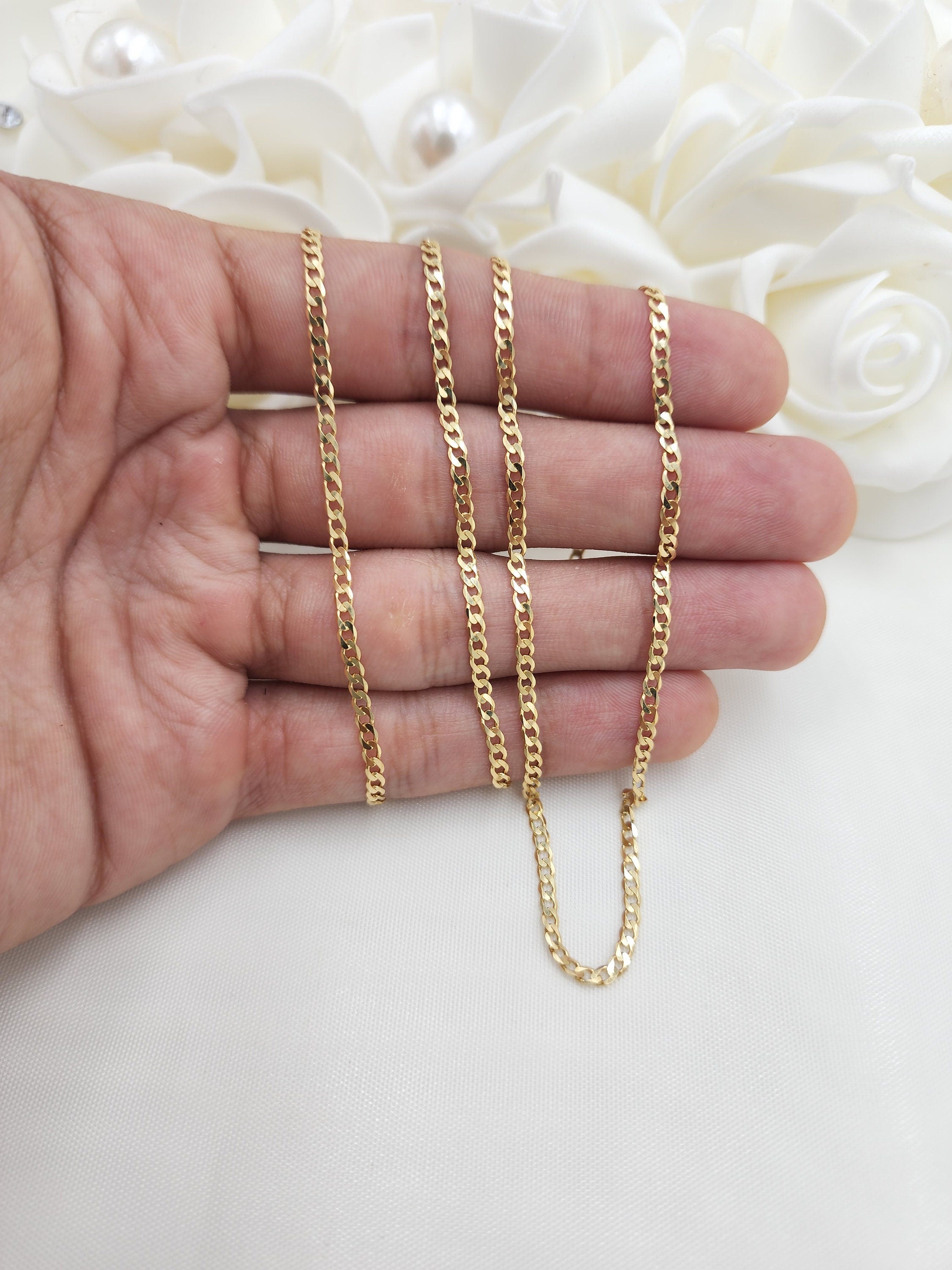 Solid 14k Gold 2.2mm Cuban Chains - 2.2mm - 16", 18", 20", 22", 24" - For Her - For Him - For kids