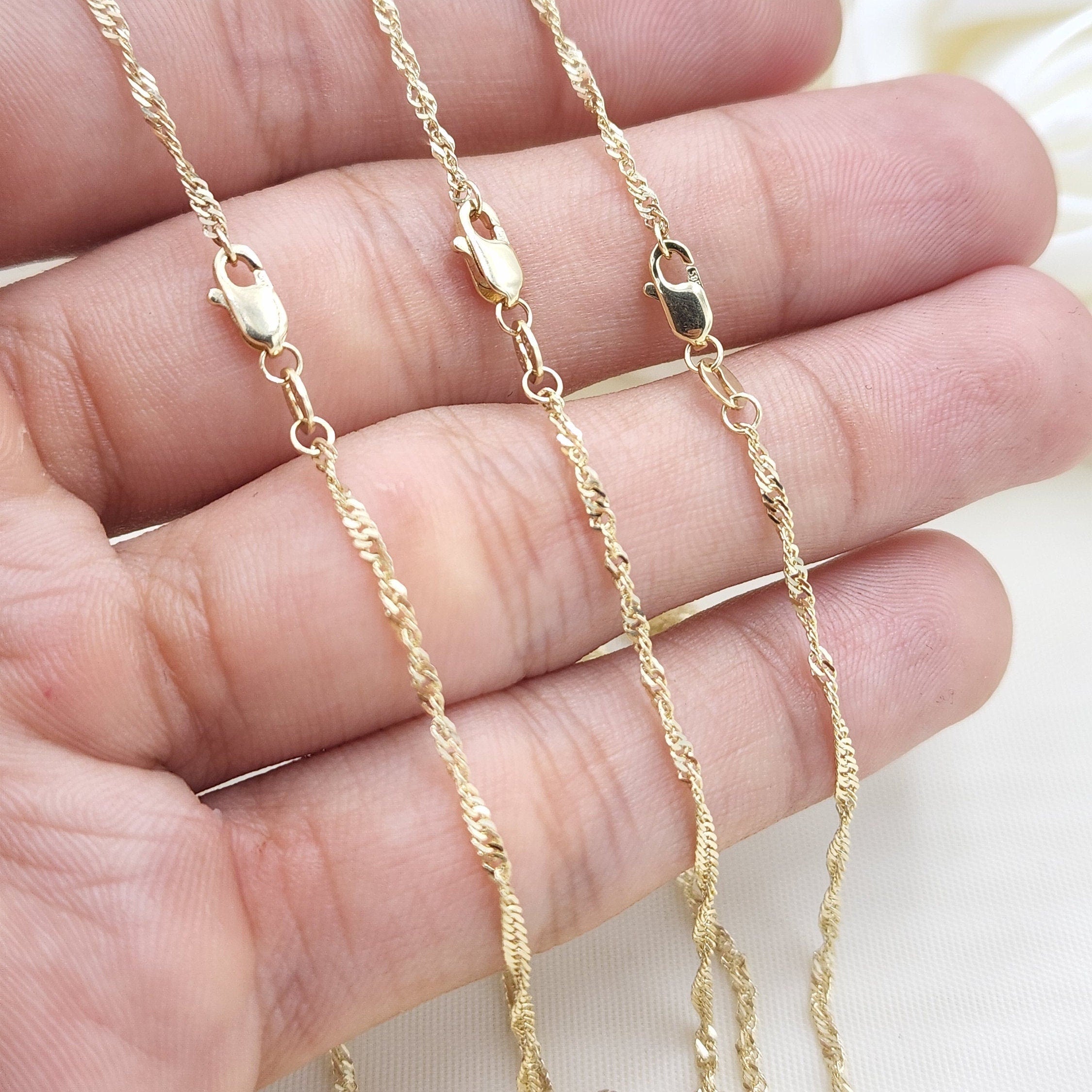 Solid 14k Gold Singapore Chain - 1.5MM