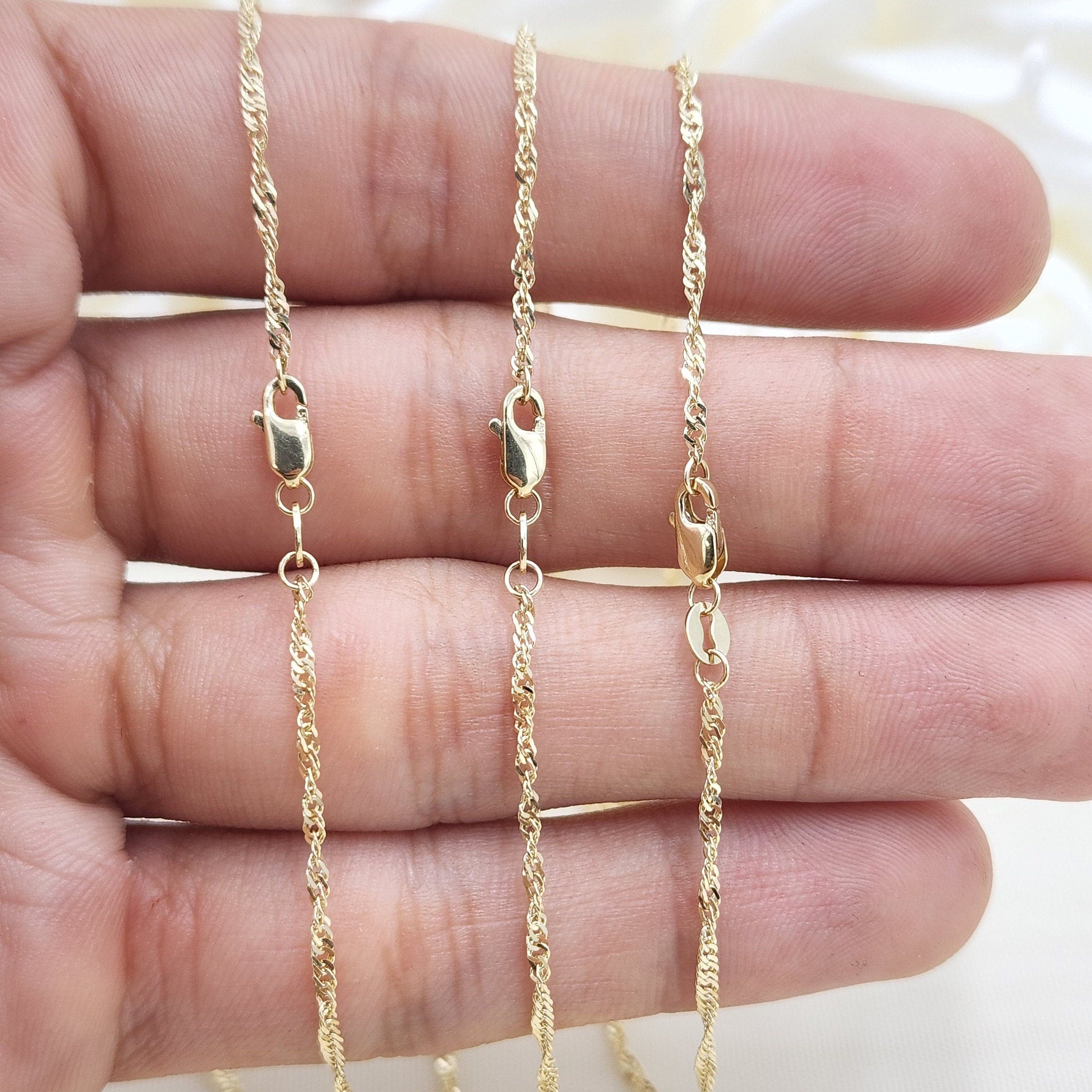 Solid 14k Gold Singapore Chain - 1.5MM