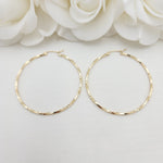 Large Twisted 14k Gold Hoop Earrings - 45MM- Unique and Versatile - For Everyday - Shiny