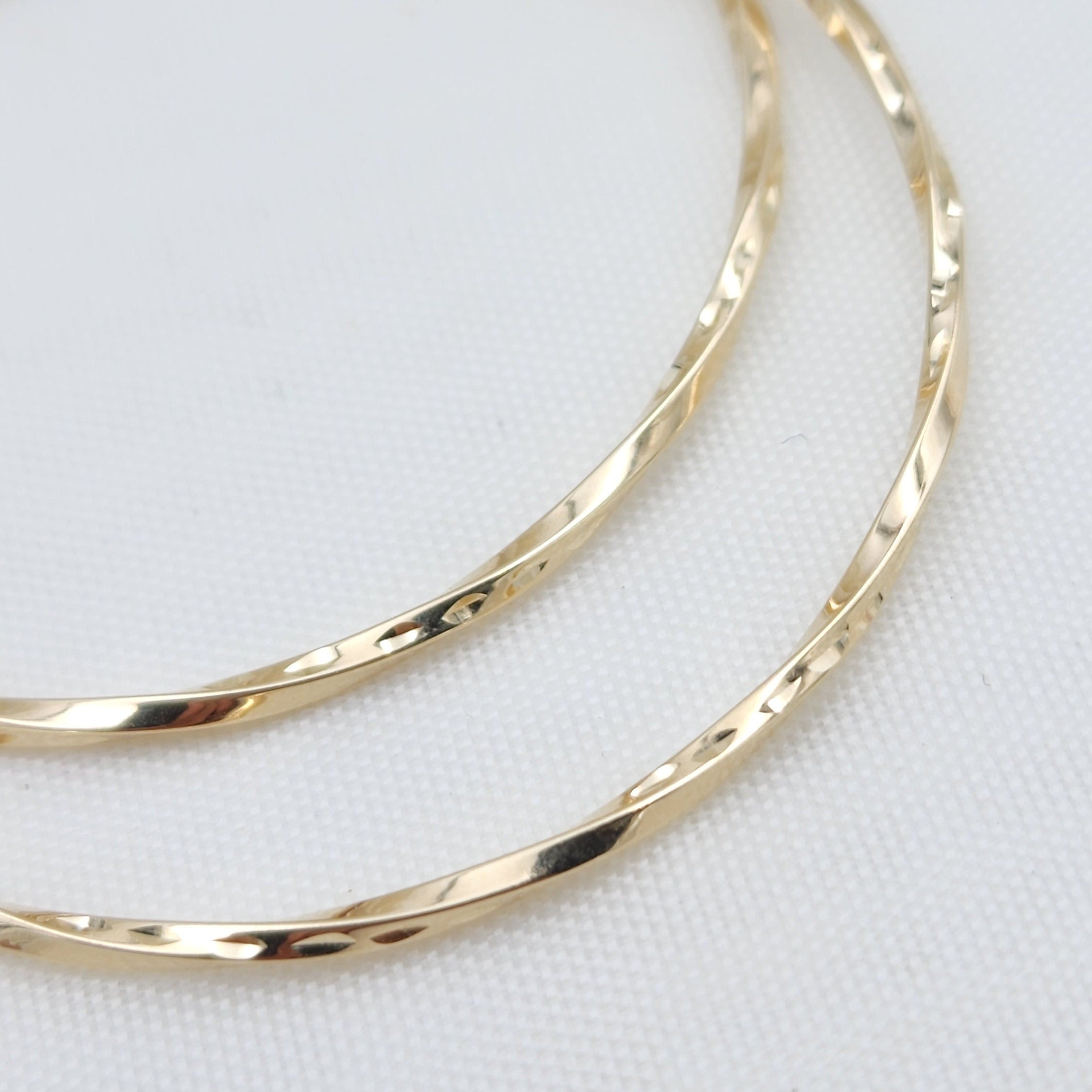 Large Twisted 14k Gold Hoop Earrings - 45MM- Unique and Versatile - For Everyday - Shiny
