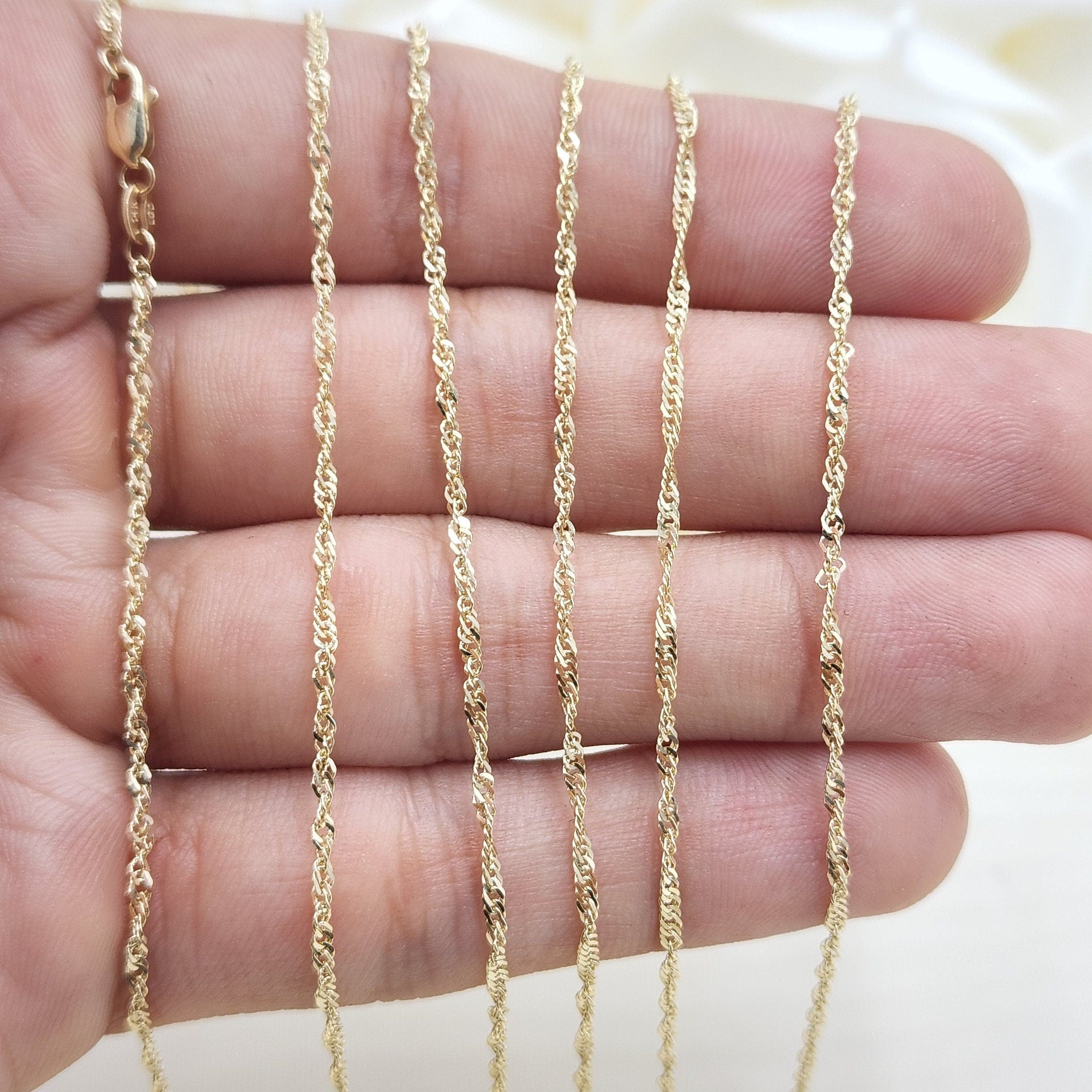 Solid 14k Gold Singapore Chain - 1.5MM
