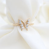 14k Gold Butterfly CZ Ring - For Girls and Womenm - Fine Jewelry for Everyday - Perfect Gift - Anillo de Mariposa