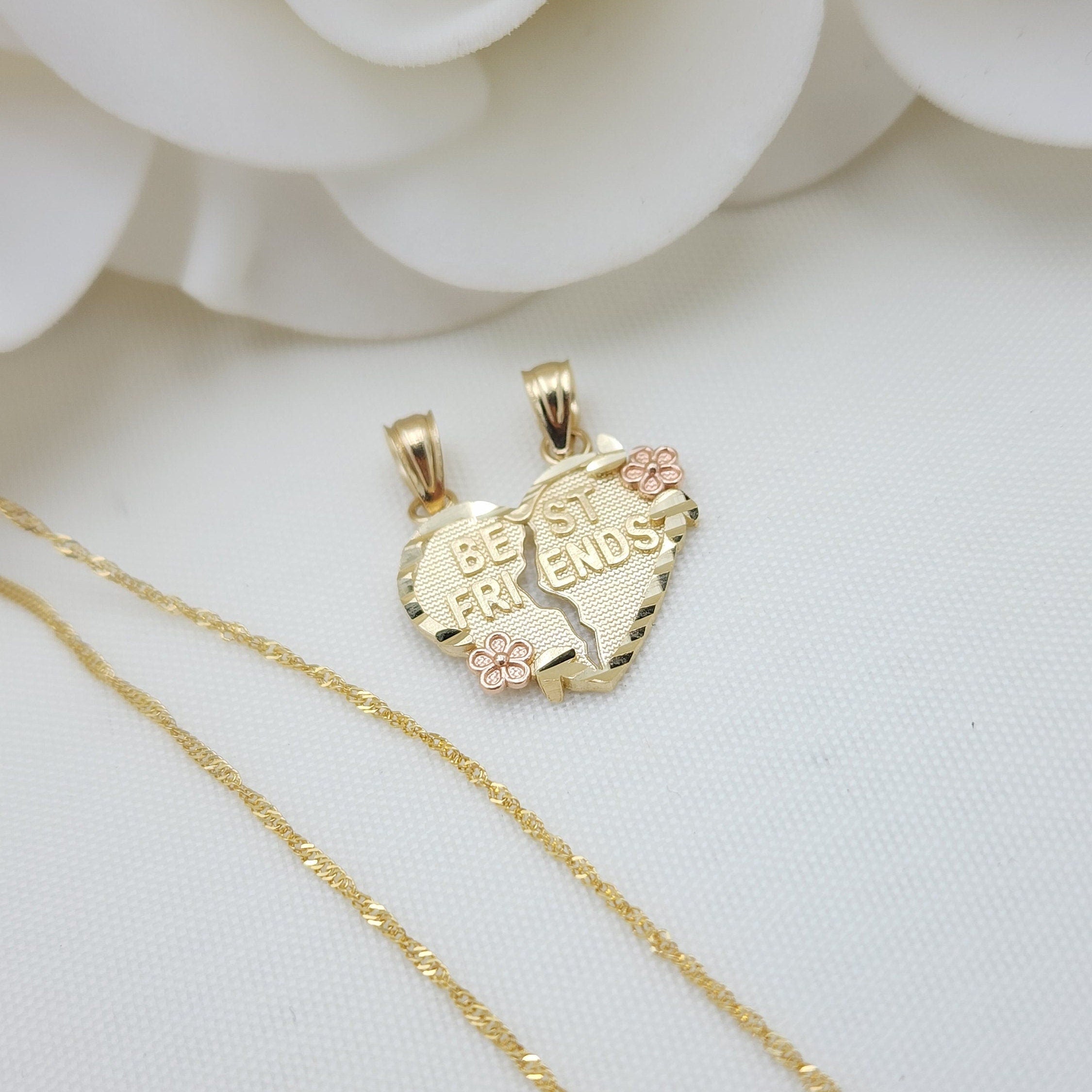 Solid 14k Gold Best Friends Breakable Heart Pendant - Fine Jewelry - Perfect Gift - BFF