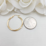 30mm 14k Gold Twisted 2 Textures Hoop Earrings - 2.5mm Thick - Fine Jewelry - Unique and Modern - For Her