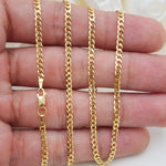 Solid 14k Gold 2.5mm Curb Cuban Link Chains - 16", 18", 20", 22", 24" - Cuban Link - For Her - For Him - For kids