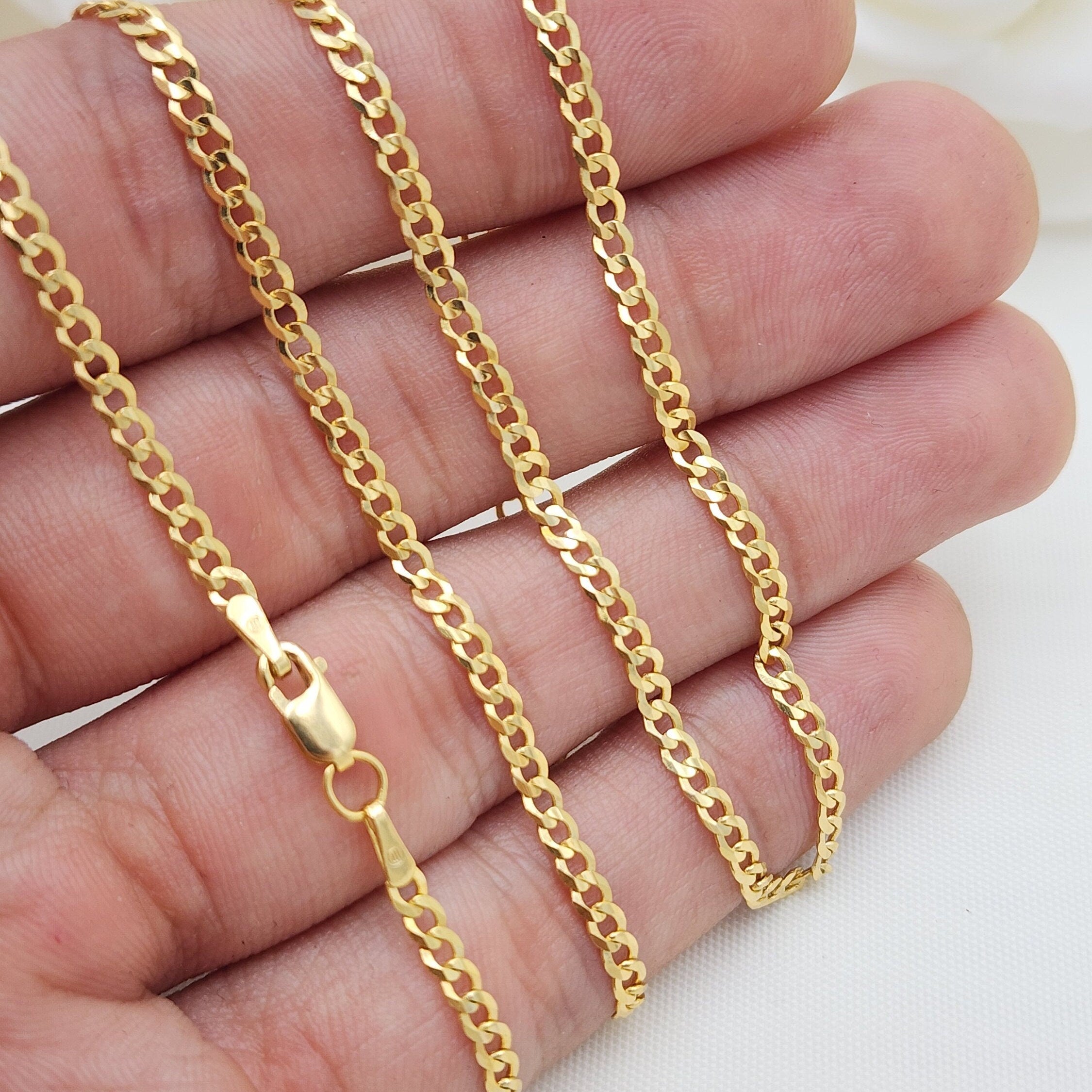 Solid 14k Gold 2.5mm Curb Cuban Link Chains - 16", 18", 20", 22", 24" - Cuban Link - For Her - For Him - For kids