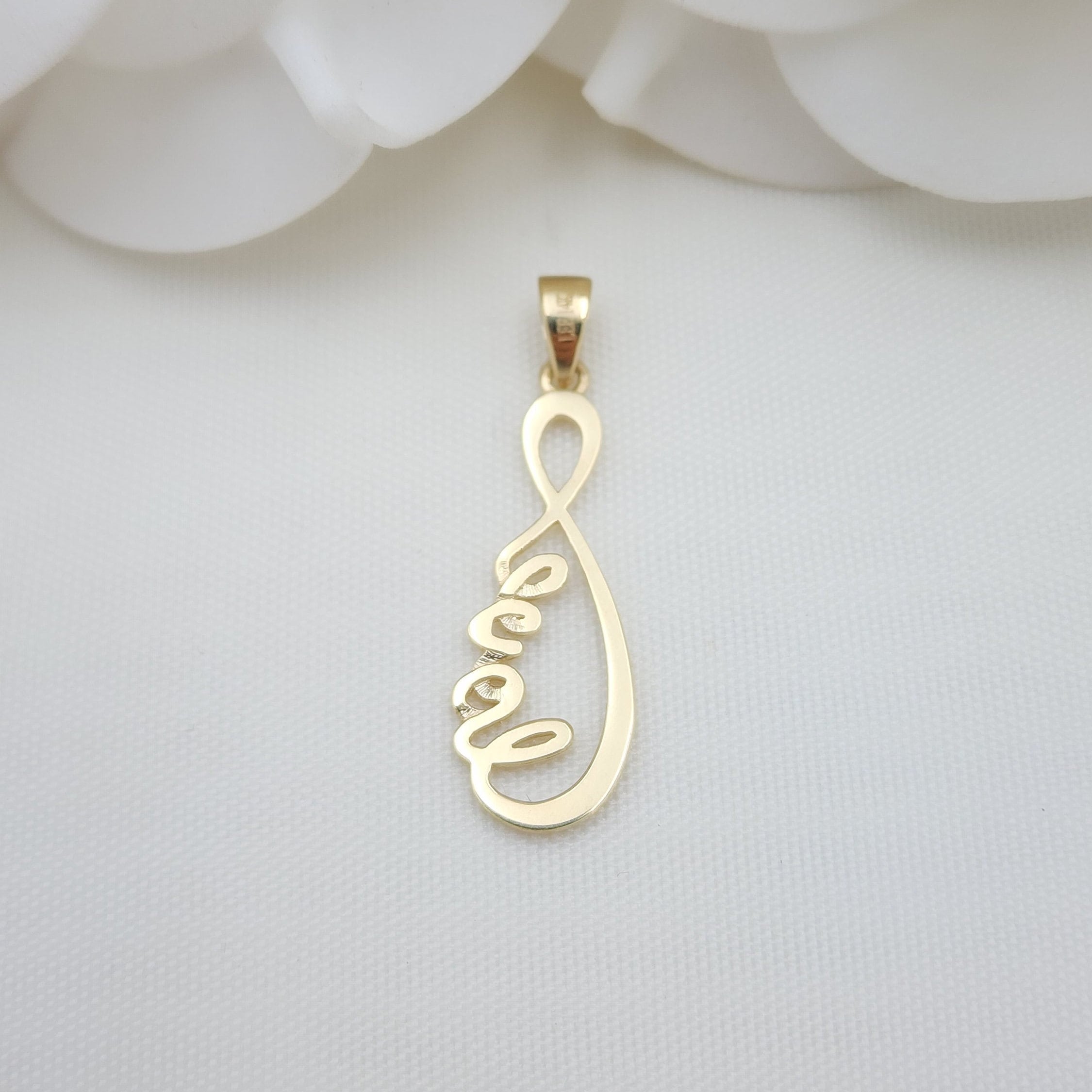 14k Cursive Love Infinite Pendant