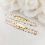 14K ID Valentino Baby Girl Bracelets - Personalized Bracelets - For kids - Babies - Tri color