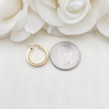 Real 14k Yellow Gold Bagguete CZ Hoop Earrings - 17mm, 19mm, 24mm - Channel Setting - Shiny and Modern
