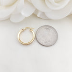 Real 14k Yellow Gold Bagguete CZ Hoop Earrings - 17mm, 19mm, 24mm - Channel Setting - Shiny and Modern