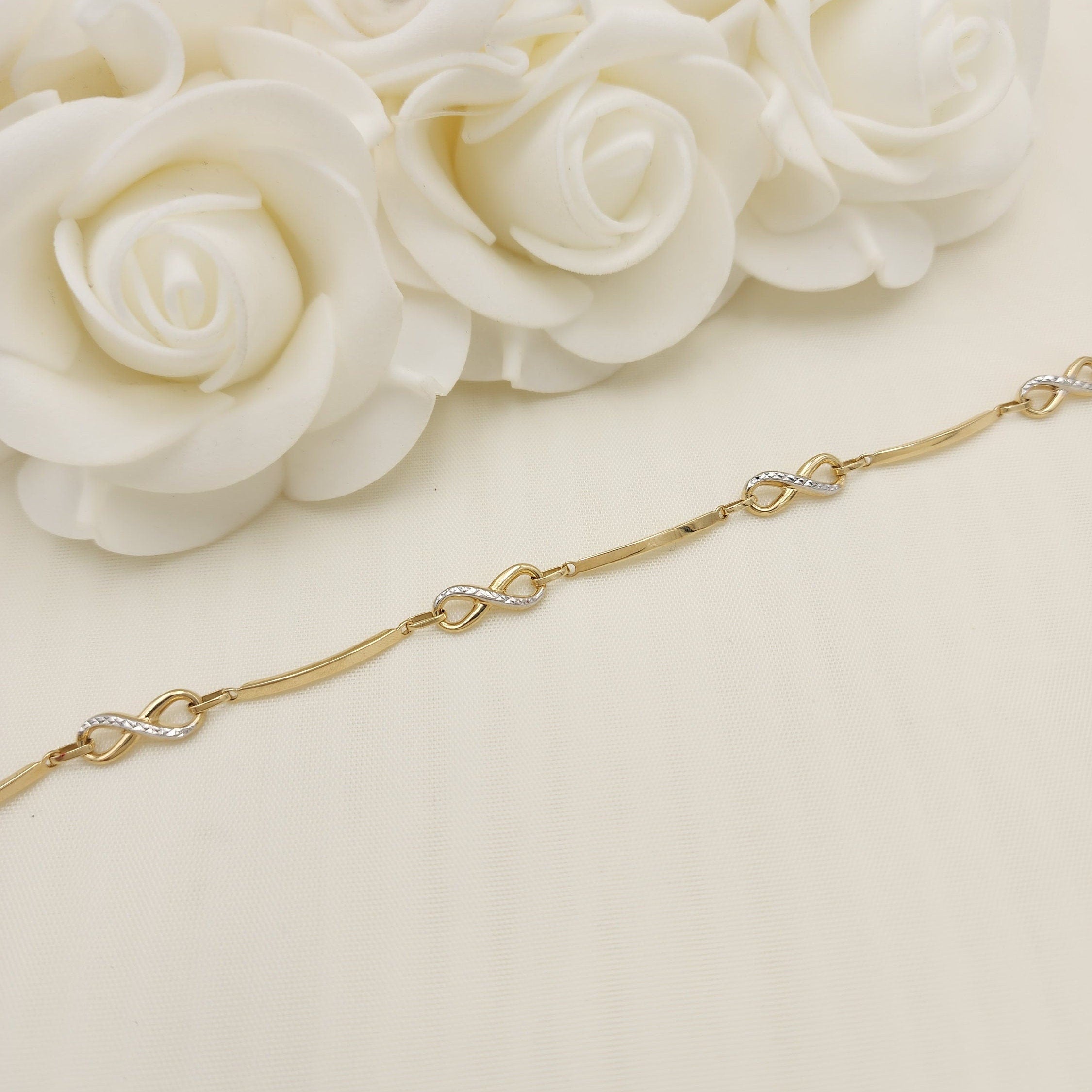 14k Infinity Bar Bracelet