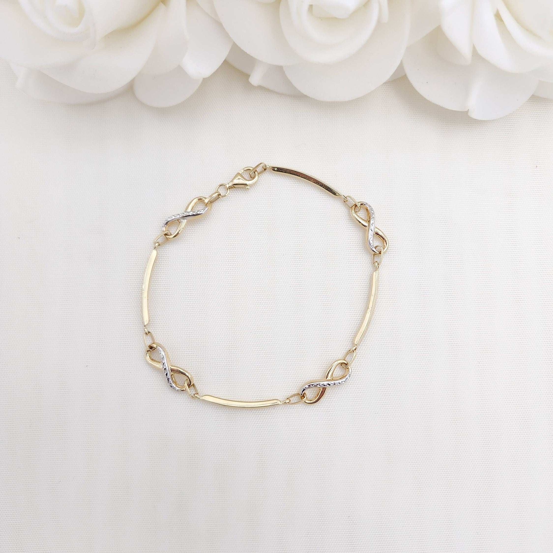 14k Infinity Bar Bracelet