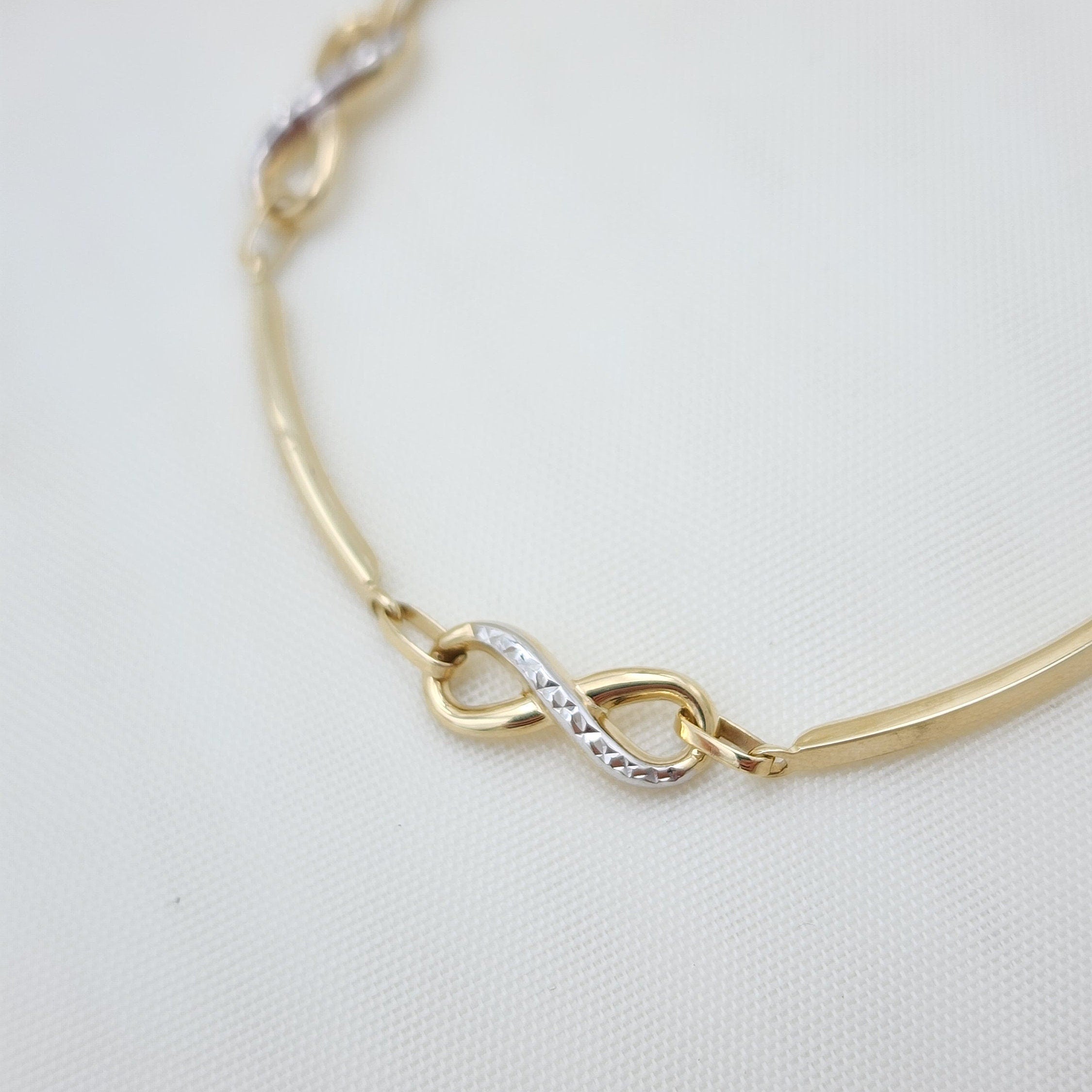 14k Infinity Bar Bracelet