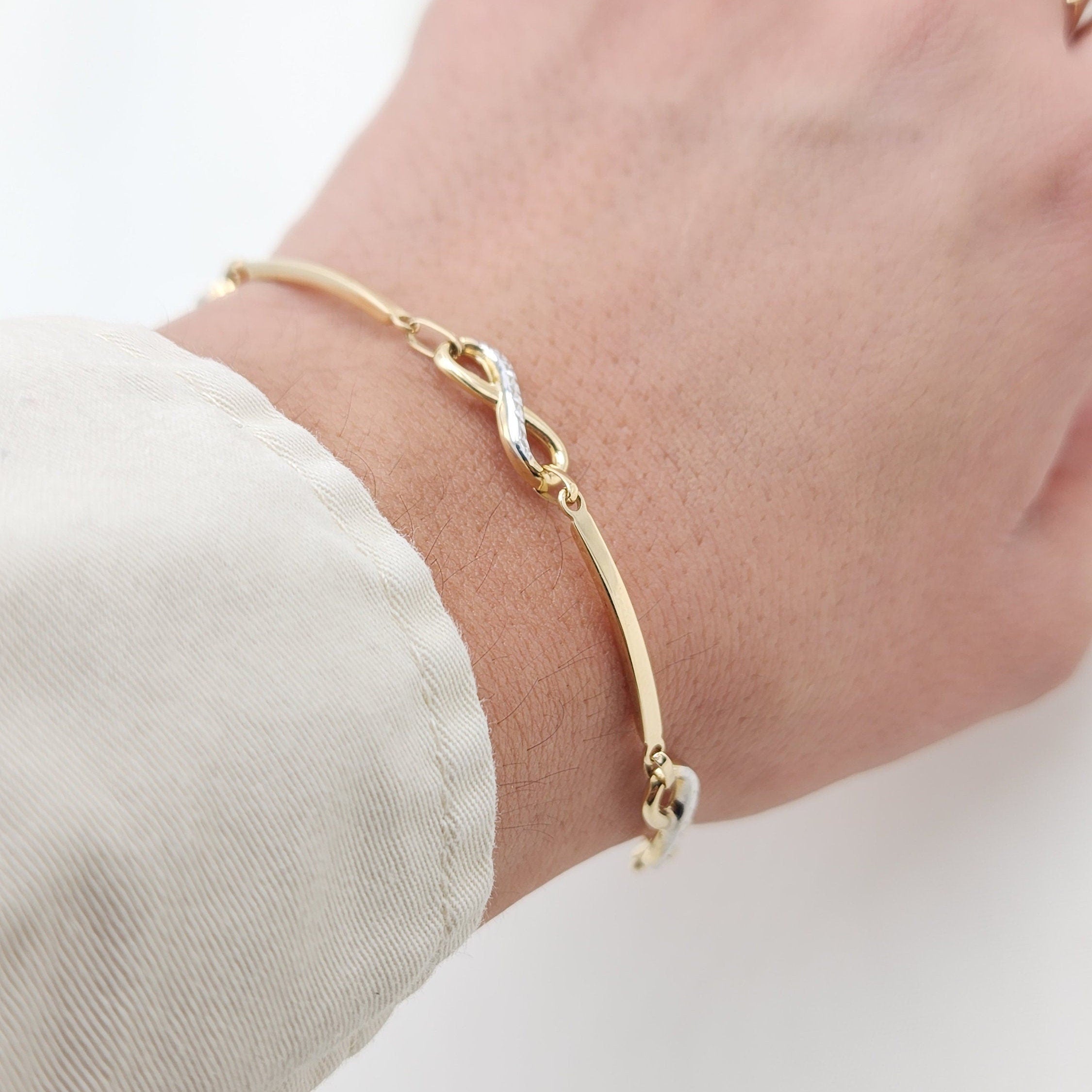14k Infinity Bar Bracelet